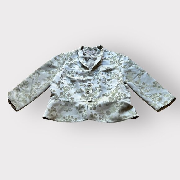 Rickie Freeman Teri Jon Nites Size 14 Light Green Brocade Vintage Blazer Jacket - Picture 10 of 16